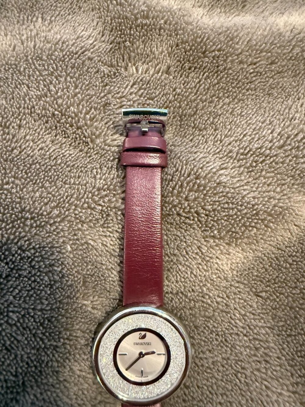 Swarovski Watch with Burgundy Strap and Silver Detailing - Picture 4 of 6